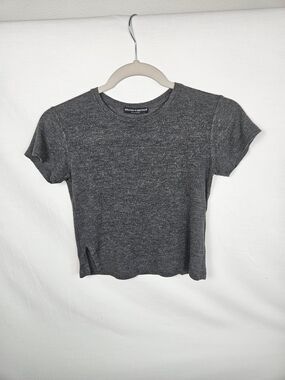 Brandy Melville Charcoal Gray Short Sleeve Crop Tee